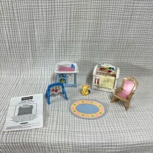 VTG Fisher-Price Loving Family Newborn Nursey set dollhouse 6 piece set complete